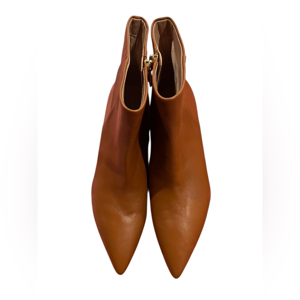 NEW Nordstrom Brown Leather Pointed Toe Kitten Heel Booties 9.5M